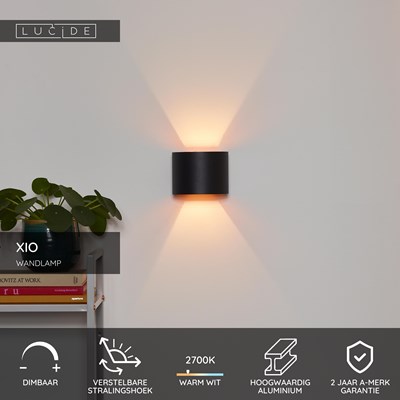 Lucide XIO - Wandlamp - LED Dimb. - G9 - 1x3,5W 2700K - Verstelbare stralingshoek - Zwart